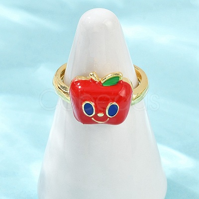 Brass Enamel Cuff Rings for Women RJEW-D326-01G-1