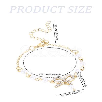 1Pc Alloy Rhinestone Bowknot Link Bracelets BJEW-LP0004-47-1