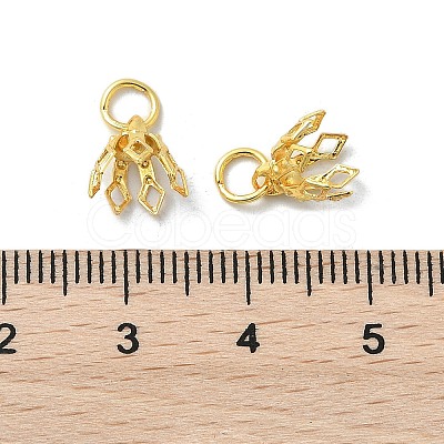 Flower Rack Plating Brass Filigree Bead Cap Bails KK-L102-27G-1