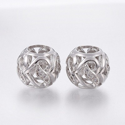 Brass Micro Pave Cubic Zirconia European Beads OPDL-P001-58-1