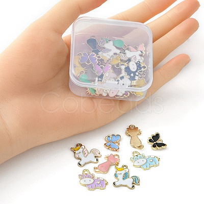 30Pcs 4 Style Alloy Enamel Pendants ENAM-YW0002-97-1