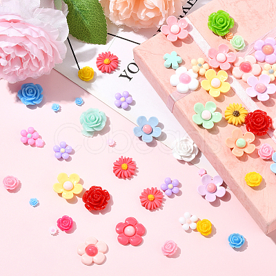 200Pcs 8 Styles Opaque Resin Decoden Cabochons RESI-SP0001-32-1