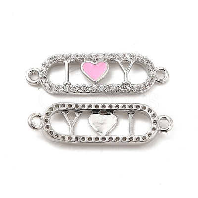 Brass Micro Pave Clear Cubic Zirconia Connector Charms KK-E068-VB403-1-1
