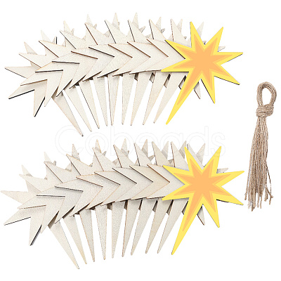 40Pcs Unfinished Wooden Star Pendants Set for Painting Arts WOOD-SP0001-43-1