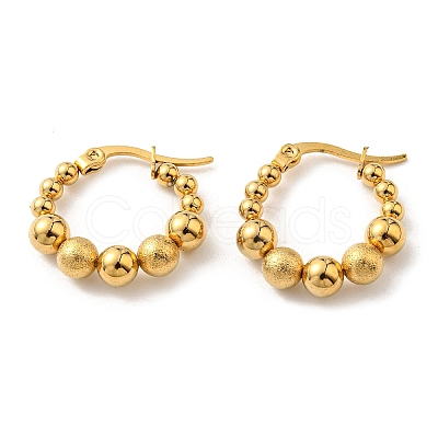Iron Plating(IP) 304 Stainless Steel Beaded Hoop Earrings for Women EJEW-F319-03G-1