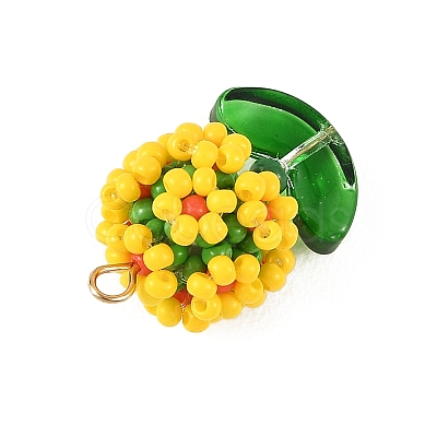 Glass Seed Beaded Pendants PALLOY-MZ01395-03-1
