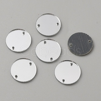 Flat Round Acrylic Mirror Sew on Rhinestone FIND-WH0155-028B-1
