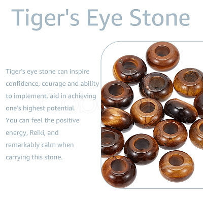 20Pcs Natural Tiger Eye European Beads G-PA0002-34A-1