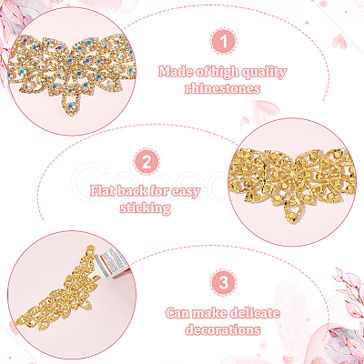 Brass Rhinestone Applique Patch KK-WH0081-78G-1