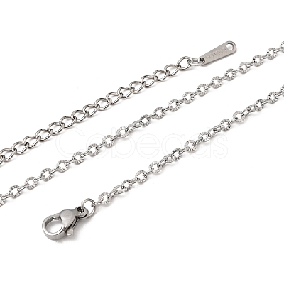 12Pcs 2.4MM 304 Stainless Steel Textured Cable Chain Necklaces for Men Women NJEW-H093-18P-04-1