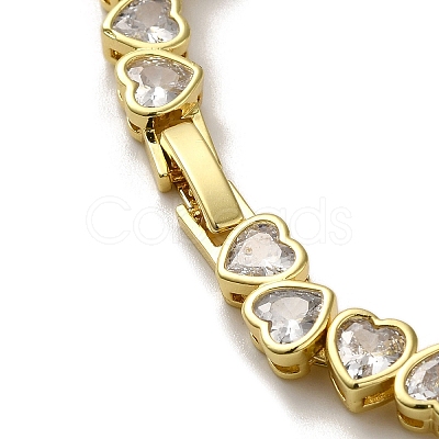 Rack Plating Brass Pave Clear Cubic Zirconia Link Bracelets KK-R158-13G-1