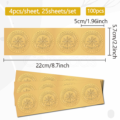 Plastic Self Adhesive Gold Foil Embossed Stickers DIY-WH0575-066-1