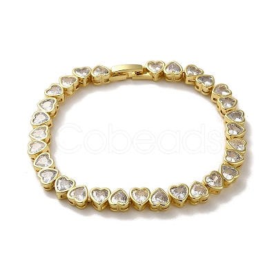 Rack Plating Brass Pave Clear Cubic Zirconia Link Bracelets KK-R158-13G-1