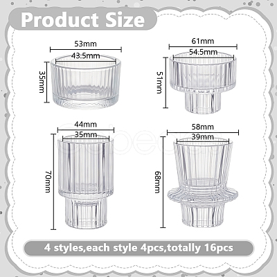 16Pcs 4 Styles Glass Candle Cups AJEW-HY0003-34-1