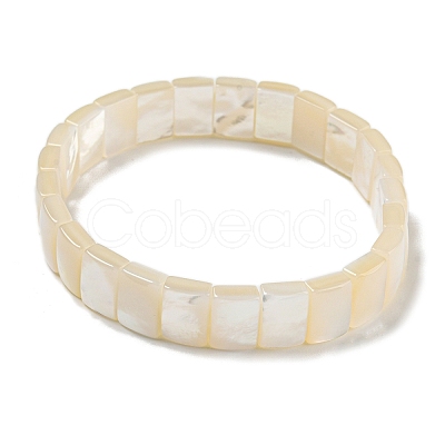 Natural White Shell Rectangle Beaded Stretch Bracelets BJEW-N030-01A-1