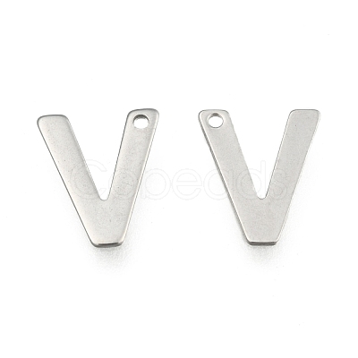 Tarnish Resistant 304 Stainless Steel Letter Charms STAS-O072-V-1