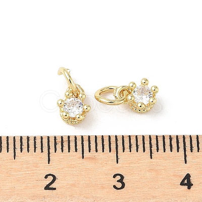 Brass Micro Pave Cubic Zirconia Charms KK-C104-07G-1