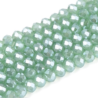 Electroplate Imitation Jade Glass Beads Strands X-EGLA-J025-F08-1