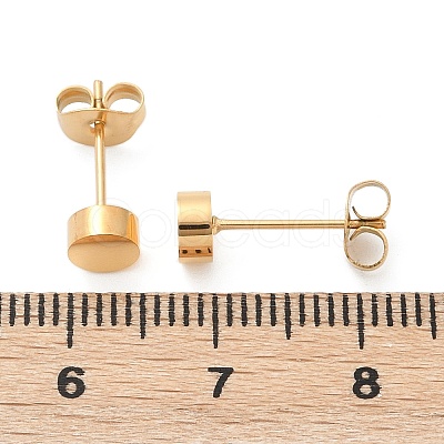 Ion Plating(IP) Flat Round 304 Stainless Steel Stud Earrings EJEW-O052-08G-1