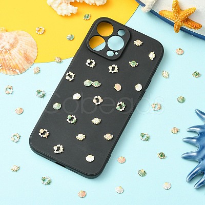 45Pcs 9 Styles Alloy Enamel Shell Shape Cabochons MRMJ-CJ0001-39-1