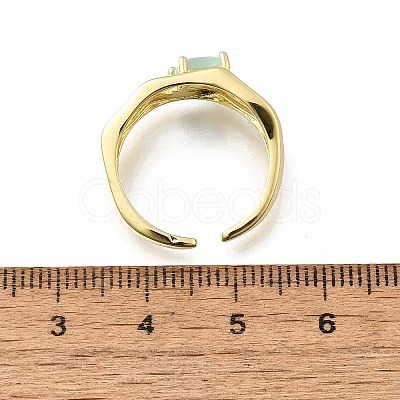 Square Brass Cat Eye Cuff Rings RJEW-G344-01G-1