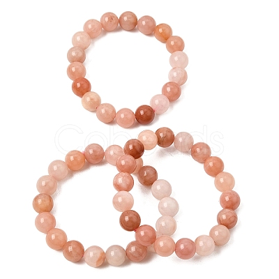 10.5MM Natural Dyed & Heated Chalcedony Round Beaded Stretch Bracelets for Women GG-CBA3F02-14B-1