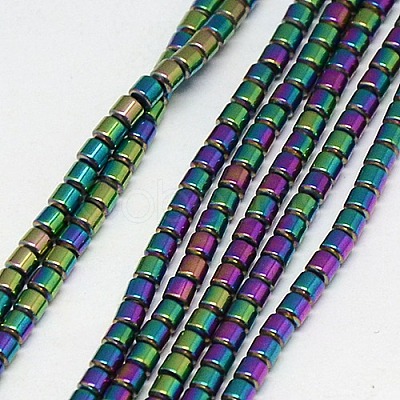 Electroplate Non-magnetic Synthetic Hematite Beads Strands G-J163-3x3mm-07-1