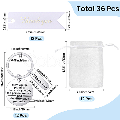 12Pcs Stainless Steel Keychains KEYC-BM0001-08-1