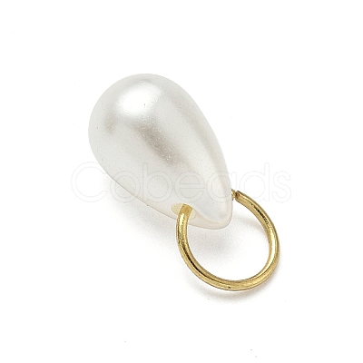 Teardrop Imitation Pearl Acrylic Pendants PALLOY-JF04397-1