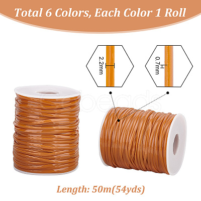 6 Rolls 6 Styles 50M Flat PVC Cords OCOR-PH0002-55-1