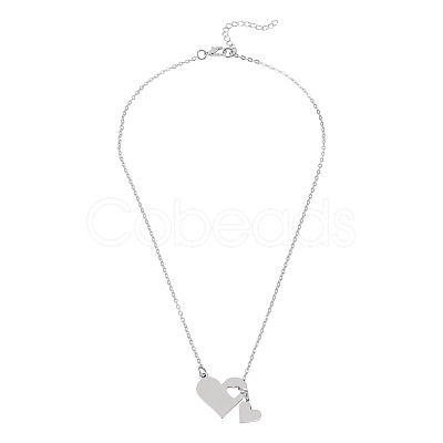 1Pc 302 Stainless Steel Heart Puzzle Pendant Cable Chain Lariat Y Necklaces for Women NJEW-TADJ0001-01P-1