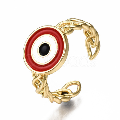 Brass Enamel Cuff Rings RJEW-N035-011-NF-1