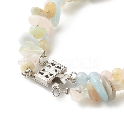 Natural Morganite Chip Beads Multi-strand Bracelet BJEW-JB07052-05-1
