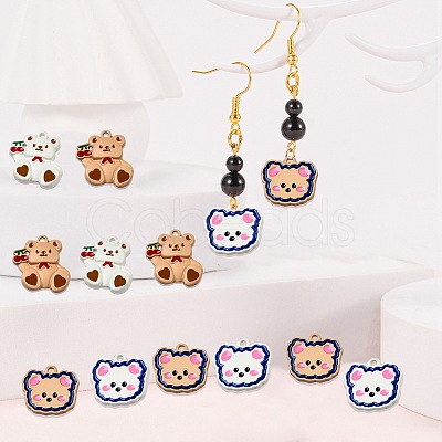 24Pcs 4 Style Alloy Spray Painted Enamel Pendants ENAM-SZ0002-94-1