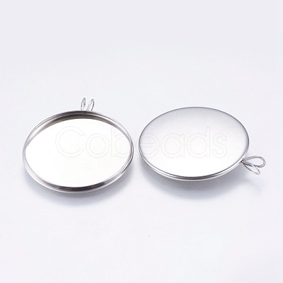 Tarnish Resistant 304 Stainless Steel Pendant Cabochon Settings STAS-I069-37-25MM-1
