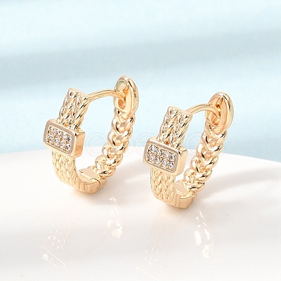 Brass Micro Pave Cubic Zirconia Hoop Earrings KK-CBAD29A-02G-1