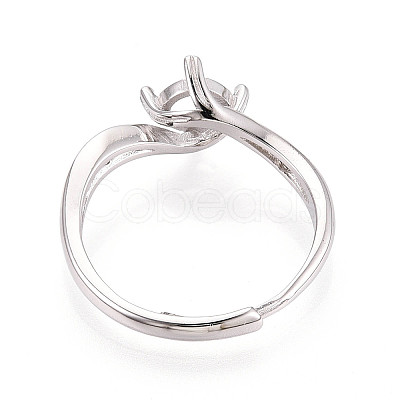 Rhodium Plated 925 Sterling Silver Micro Pave Cubic Zirconia Engagement Solitaire Ring Settings STER-N016-71P-1