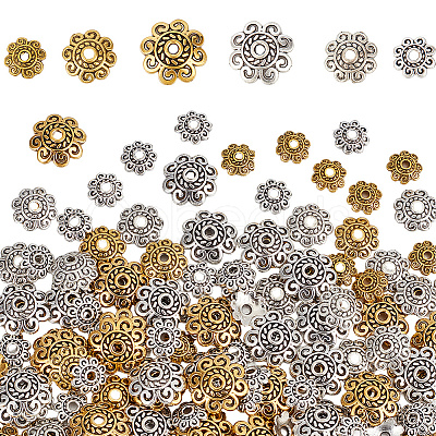 240Pcs Tibetan Style Alloy Flower Bead Caps TIBEB-SP0001-20-1