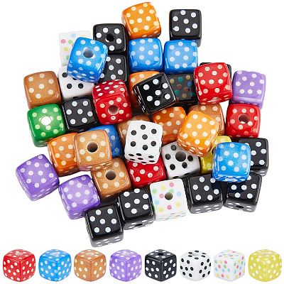 48Pcs Opaque Printed Acrylic Beads OACR-SC0002-92-1