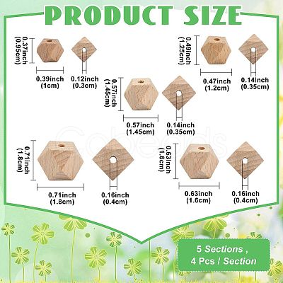 20Pcs 5 Styles Wood Beads WOOD-FS0002-59-1
