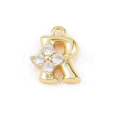 Brass Micro Pave Clear Cubic Zirconia Charms KK-Z151-18G-R-1