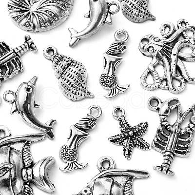 60Pcs 14 Style Tibetan Style Alloy Pendants TIBEP-FS0001-05AS-1