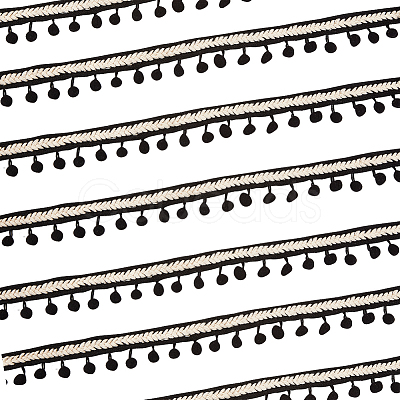Polyester Pom Pom Lace Trim OCOR-WH0079-32-1