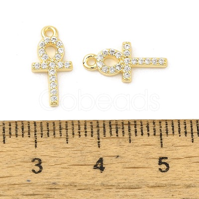 Cross Shape Rack Plating Brass Micro Pave Cubic Zirconia Pendants Charms KK-S396-07D-1