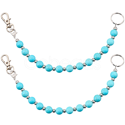2Pcs Synthetic Turquoise Keychain HJEW-SC0002-27A-1