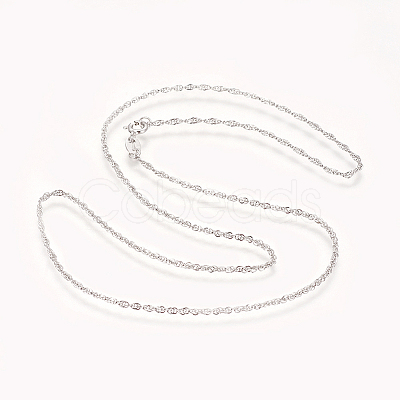 Anti-Tarnish Rhodium Plated 925 Sterling Silver Rope Chain Necklaces STER-L059-17P-1