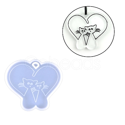 Valentine's Day Cat DIY Silicone Pendant Molds PW-WG35006-03-1