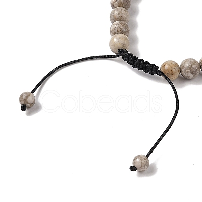 8mm Round Natural Maifanite Braided Bead Bracelets BJEW-C067-01B-06-1