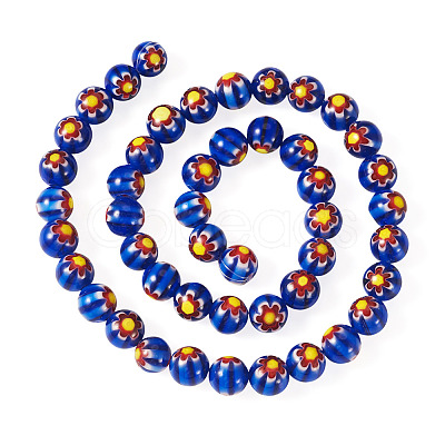 1Strand Round Millefiori Glass Beads Strands LK-TADJ0001-01B-1