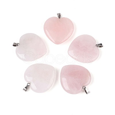 Natural Rose Quartz Pendants G-S364-006-1